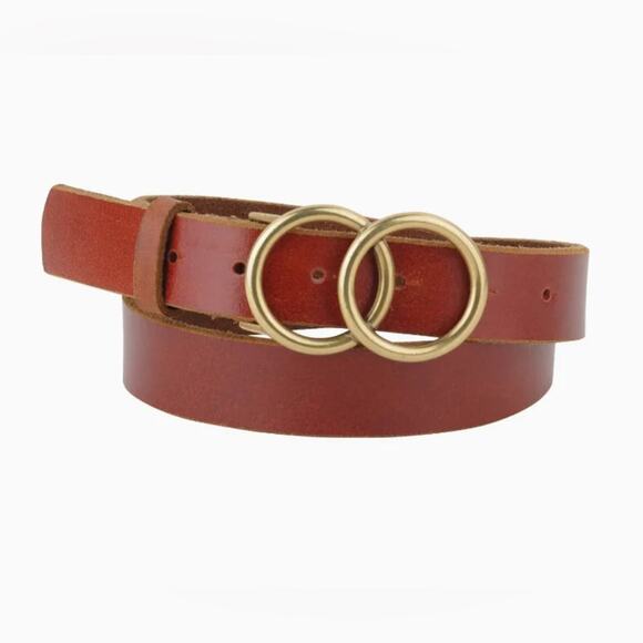 Most Wanted Women’s Double Circle Pin Hole Closure Belts. Cognac & Black XL BOTH - Picture 3 of 16